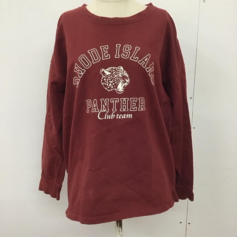 ニコアンド niko and... カットソー 長袖 長袖カットソー クルーネックカットソー ロングスリーブカットソー プリントTシャツ M プリント えんじ / ワインレッド / レディース USED 古着 中古 10123783