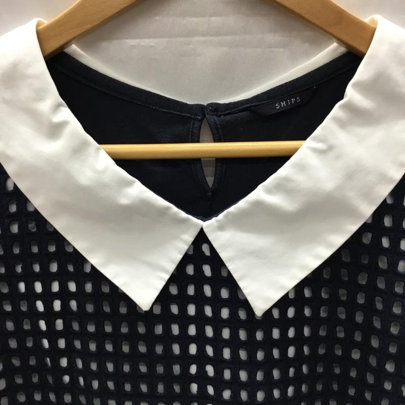 シップス SHIPS トップス トップス 803-17-0005 襟付き ノースリーブ 白 / ホワイト / X 紺 / ネイビー / レディース USED 古着 中古 10118177