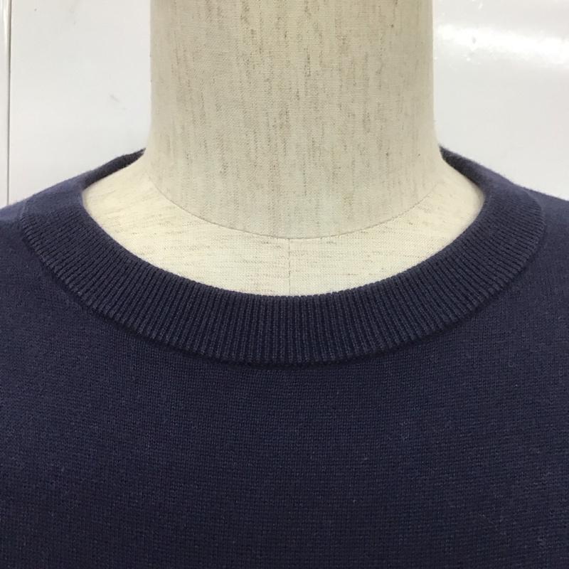 ラコステ LACOSTE ニット、セーター 半袖 半袖ニットカットソー クルーネックカットソー セーター M ロゴ、文字 紺 / ネイビー / メンズ USED 古着 中古 10107765