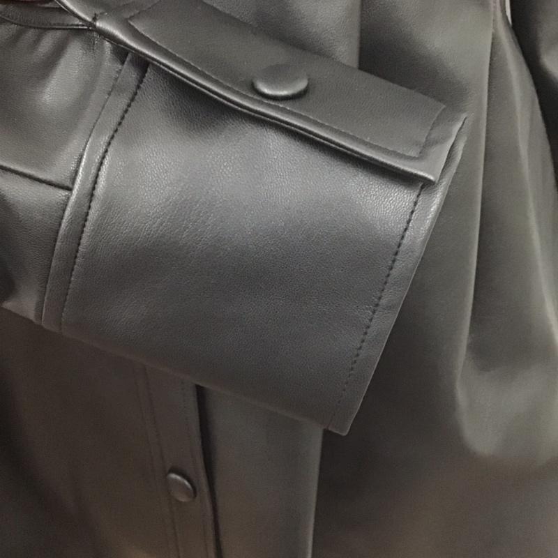 アズールバイマウジー AZUL BY MOUSSY シャツ、ブラウス 長袖 250EAY30-365g WAIST TUCK FAUX LEATHER SHIRT ウエストタックフェイクレザーシャツ M 無地 黒 / ブラック / レディース USED 古着 中古 10106641