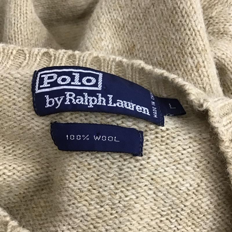 ポロバイラルフローレン Polo by RALPH LAUREN ニット、セーター 長袖 長袖ニットカットソー ニット セーター クルーネックニット L ロゴ、文字 ベージュ / ベージュ / メンズ USED 古着 中古 10123880