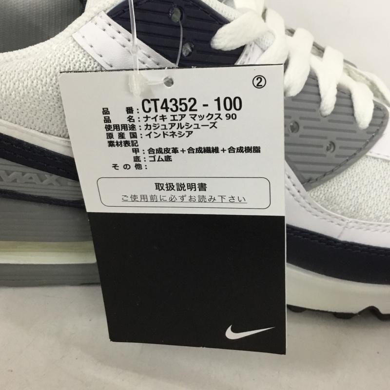 ナイキ NIKE スニーカー スニーカー CT4352-100 AIR MAX 90 27.5cm 箱有 27.5cm ロゴ、文字 白 / ホワイト / X 灰 / グレー / X 紺 / ネイビー / メンズ USED 古着 中古 10135515