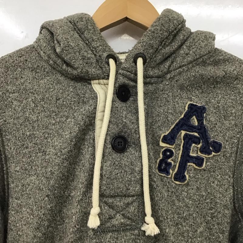 アバクロンビーアンドフィッチ ABERCROMBIE&FITCH パーカー 長袖 長袖パーカー プルオーバーパーカー ヘンリーネック M ロゴ、文字 灰 / グレー /  メンズ USED 古着 中古 10131987