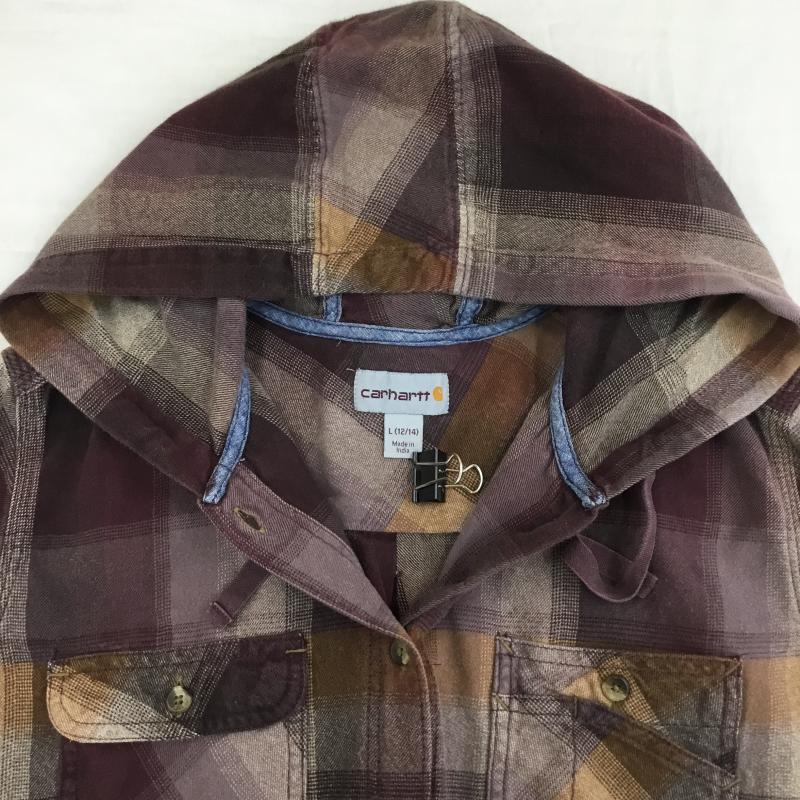 カーハート Carhartt パーカー 長袖 L チェック えんじ / ワインレッド / X ベージュ / ベージュ / X 橙 / オレンジ / メンズ USED 古着 中古 10136989
