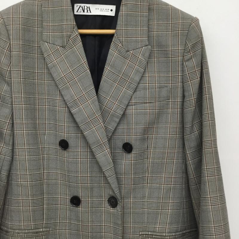 ザラ ZARA ジャケット、上着 ジャケット、ブレザー S チェック 黒 / ブラック / X 茶 / ブラウン / レディース USED 古着 中古 10133858