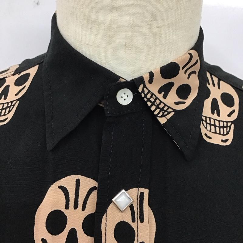 ヒステリックグラマー HYSTERIC GLAMOUR シャツ、ブラウス 長袖 長袖シャツ カラーシャツ ポケットシャツ 長袖カットソー プリントシャツ ロゴ、文字 黒 / ブラック /  メンズ USED 古着 中古 10112145