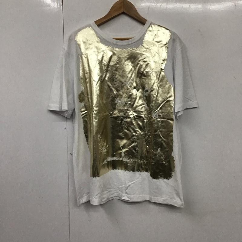 ザラ ZARA Tシャツ 半袖 1165 455 303 クルーネック L プリント 白 / ホワイト / X 金 / ゴールド / レディース USED 古着 中古 10131302