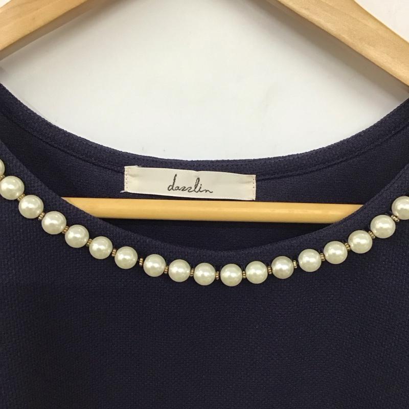 ダズリン dazzlin カットソー 半袖 021430600101 パークネック M 無地 紺 / ネイビー / レディース USED 古着 中古 10131330