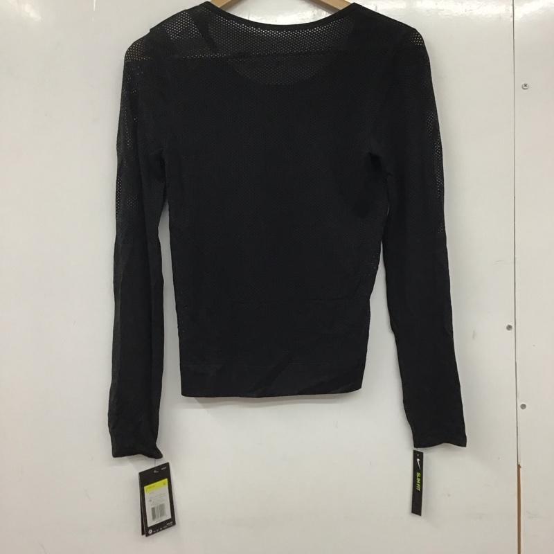 ナイキ NIKE Tシャツ 長袖 AT0783-010 DRI-FIT スポーツウェア メッシュ タグ付き S ワンポイント 黒 / ブラック / レディース USED 古着 中古 10135601