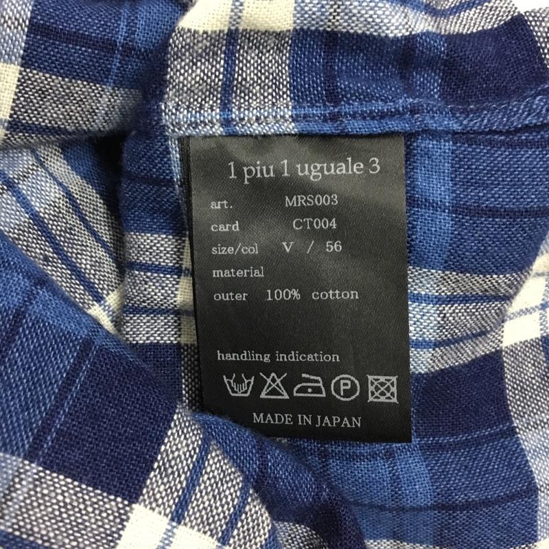 ウノピュウノウグァーレトレリラックス 1piu1uguale3 RELAX シャツ、ブラウス 長袖 長袖シャツ カラーシャツ 長袖カットソー チェックシャツ チェック 青 / ブルー /  メンズ USED 古着 中古 10108517