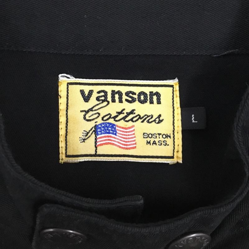 ヴァンソン VANSON シャツ、ブラウス 半袖 半袖シャツ カラーシャツ 半袖カットソー ジップアップシャツ L ロゴ、文字 黒 / ブラック /  メンズ USED 古着 中古 10108983