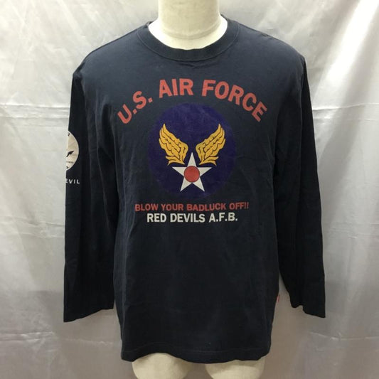 テッドマン TEDMAN カットソー 長袖 長袖カットソー クルーネックカットソー ロングスリーブカットソー プリントTシャツ 44 プリント 紺 / ネイビー /  メンズ USED 古着 中古 10112296