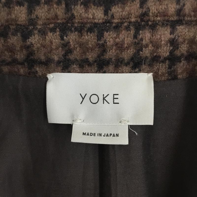 ヨーク YOKE コート コート一般 19AW DOUBLE JQUARD KNIT BAL COLLAR COAT S チェック 黒 / ブラック / X 茶 / ブラウン / X ダークブラウン / ダークブラウン / メンズ USED 古着 中古 10123104