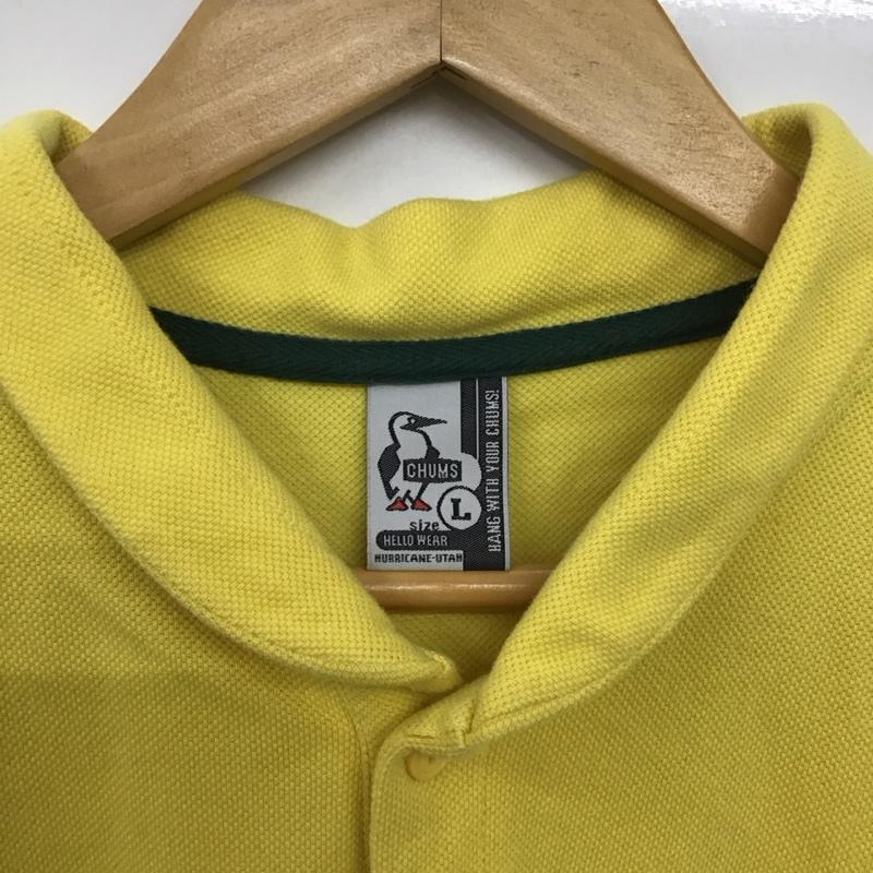 チャムス CHUMS ポロシャツ 半袖 CH02-1158 ロゴポロシャツ 半袖カットソー L ロゴ、文字 黄 / イエロー / メンズ USED 古着 中古 10135857