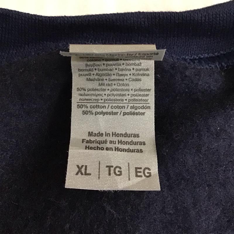 ギルダン GILDAN トレーナー 長袖 長袖トレーナー スウェット クルーネック リブスウェットカットソー XL ロゴ、文字 紺 / ネイビー / メンズ USED 古着 中古 10115720
