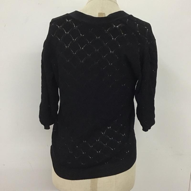 ザラ ZARA カーディガン 半袖 Vネック 五分袖 M 黒 / ブラック / レディース USED 古着 中古 10109658