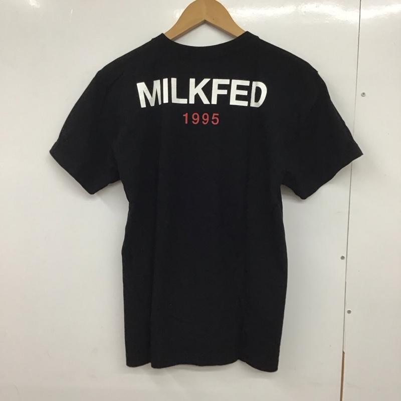 ミルクフェド MILKFED. Tシャツ 半袖 半袖カットソー プリントTシャツ クルーネックカットソー ロゴ、文字 黒 / ブラック / レディース USED 古着 中古 10132110