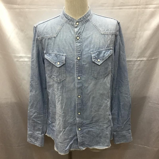 レミ レリーフ REMI RELIEF シャツ、ブラウス 長袖 長袖シャツ ノーカラーシャツ ポケットシャツ 長袖カットソー デニムシャツ L 無地 インディゴ / インディゴ /  メンズ USED 古着 中古 10109431