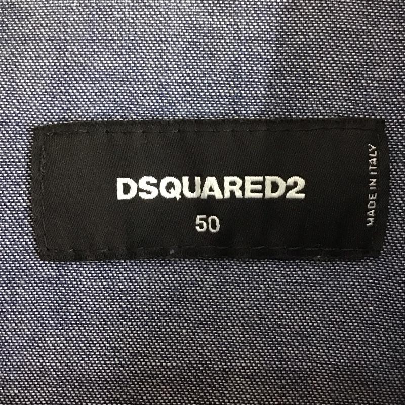 ディースクエアード2 DSQUARED2 シャツ、ブラウス 長袖 長袖シャツ デニムシャツ カラーシャツ ダメージ加工 インディゴ / インディゴ / メンズ USED 古着 中古 10138729
