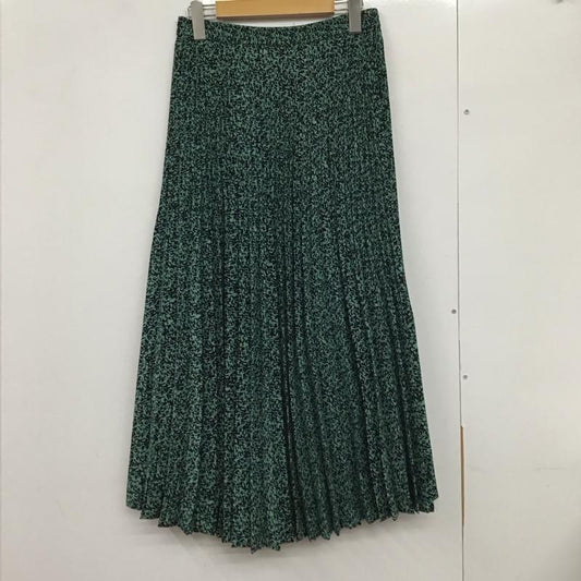 グリーンレーベルリラクシング green label relaxing スカート ロングスカート 3524-699-2195 プリーツ ロング スカート レオパード ヒョウ柄・レオパード柄 緑 / グリーン /  レディース USED 古着 中古 10131658