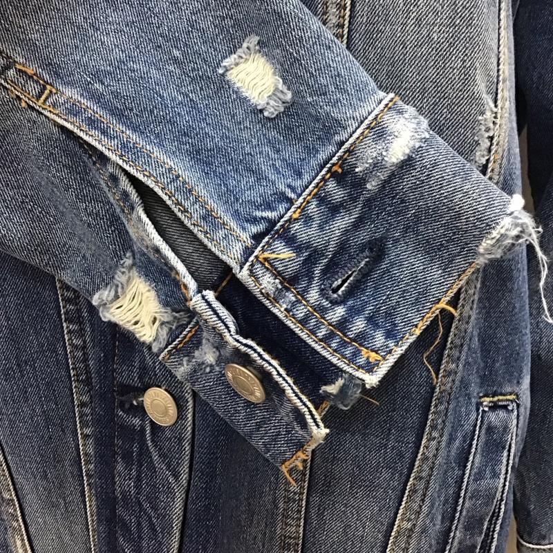 ザラ ZARA TRAFALUC ジャケット、上着 ジャケット、ブレザー デニムジャケット Gジャン アウター カラージャケット ダメージ加工 S ダメージ加工 インディゴ / インディゴ / レディース USED 古着 中古 10112100