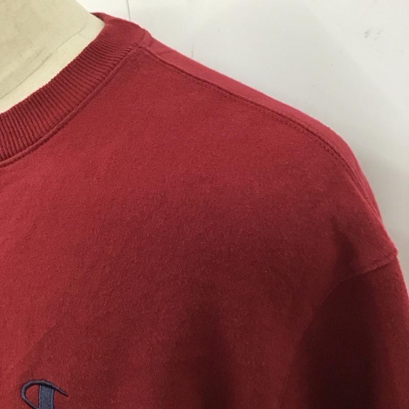 チャンピオン Champion トレーナー 長袖 長袖トレーナー スウェット クルーネック リブスウェットカットソー M ロゴ、文字 えんじ / ワインレッド /  メンズ USED 古着 中古 10118260