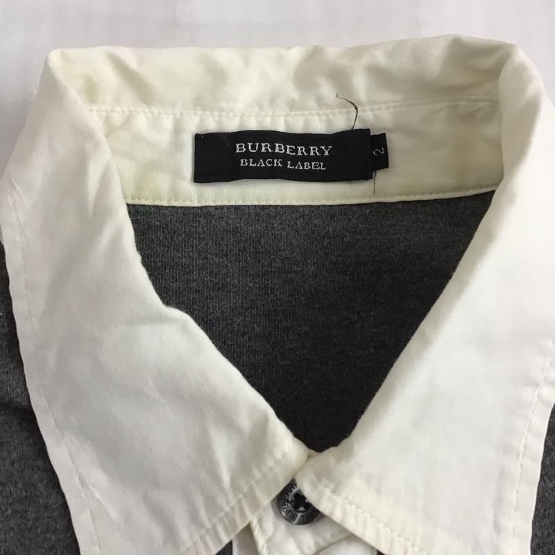 バーバリーブラックレーベル BURBERRY BLACK LABEL ポロシャツ 半袖 半袖ポロシャツ カラーシャツ 半袖カットソー 2 ロゴ、文字 灰 / グレー /  メンズ USED 古着 中古 10113109