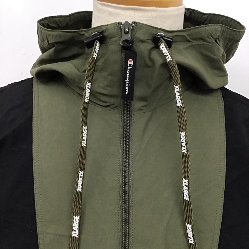 チャンピオン Champion ジャケット、上着 ジャケット、ブレザー c8-n604 アノラックパーカー X-LARGE コラボ XL ロゴ、文字 黒 / ブラック /  メンズ USED 古着 中古 10124725