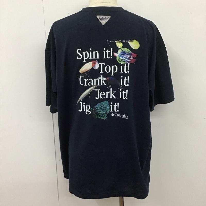 コロンビア Columbia Tシャツ 半袖 半袖カットソー 刺繍Tシャツ クルーネックカットソー XL ロゴ、文字 紺 / ネイビー / メンズ USED 古着 中古 10107246