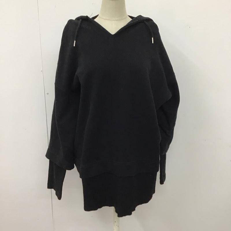 ジーナシス JEANASIS パーカー 長袖 JS063320CF レイヤードBIGフーディー FREE 無地 黒 / ブラック / レディース USED 古着 中古 10123047