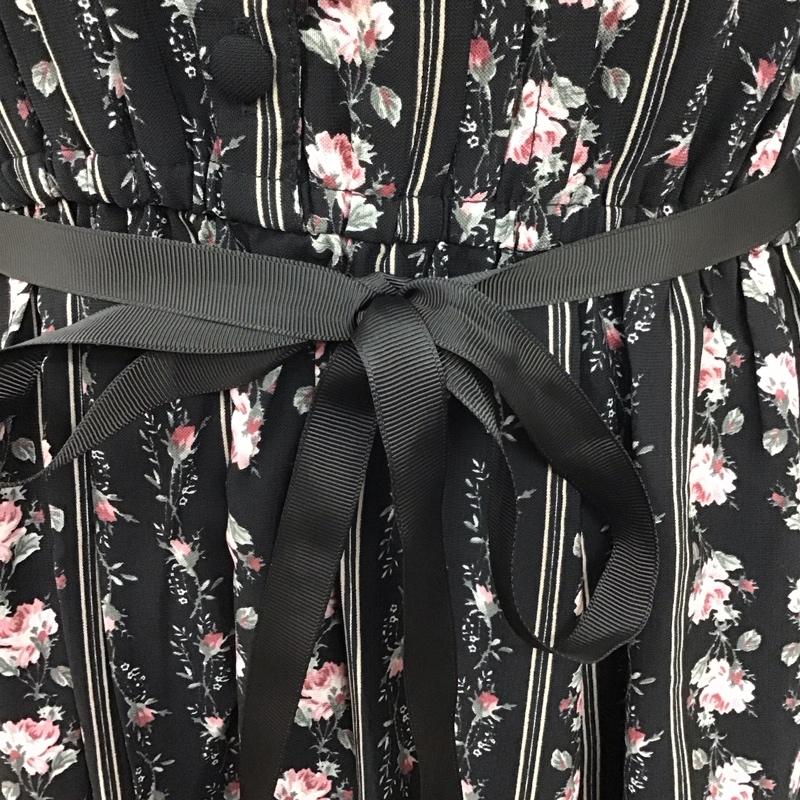 アクシーズファム axes femme ワンピース ひざ丈スカート M 総柄 X 花柄 黒 / ブラック / レディース USED 古着 中古 10124893