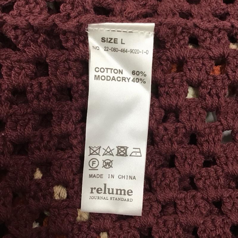 ジャーナルスタンダード レリューム JOURNAL STANDARD relume シャツ、ブラウス 半袖 22-080-464-9020-1-0 クロシェ編み 半袖ニットシャツLINE L えんじ / ワインレッド / メンズ USED 古着 中古 10121216