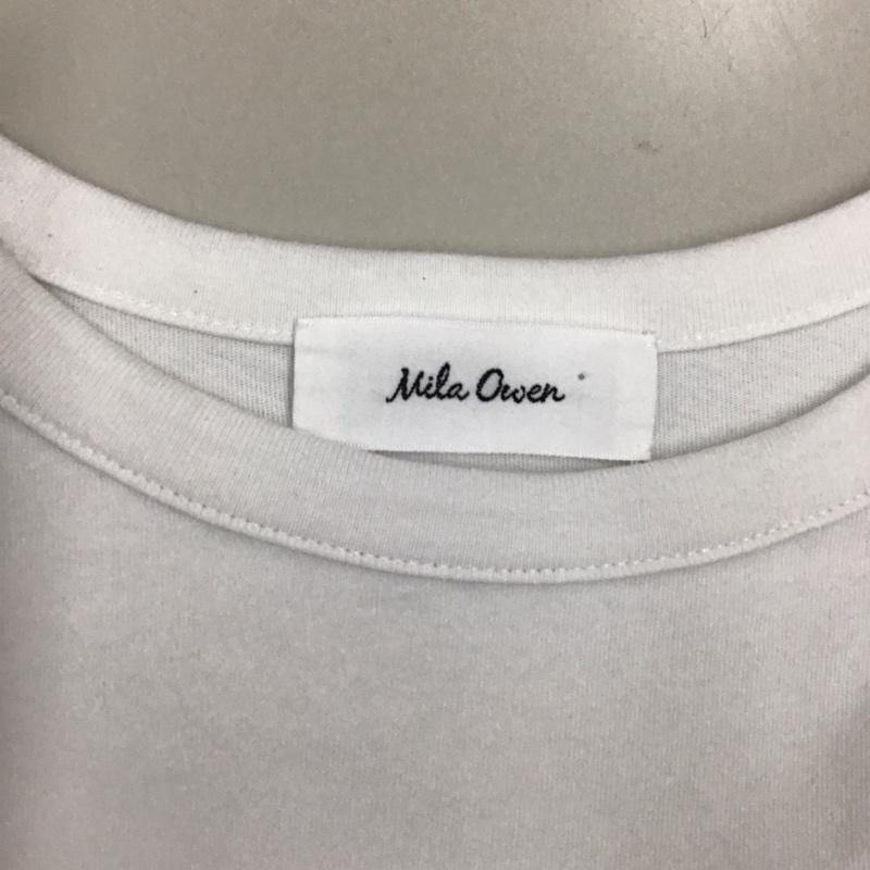 ミラオーウェン Mila Owen Tシャツ 半袖 09WCT212124 短丈ワイドグラフィックTシャツ プリントTシャツ M ロゴ、文字 白 / ホワイト / レディース USED 古着 中古 10116912