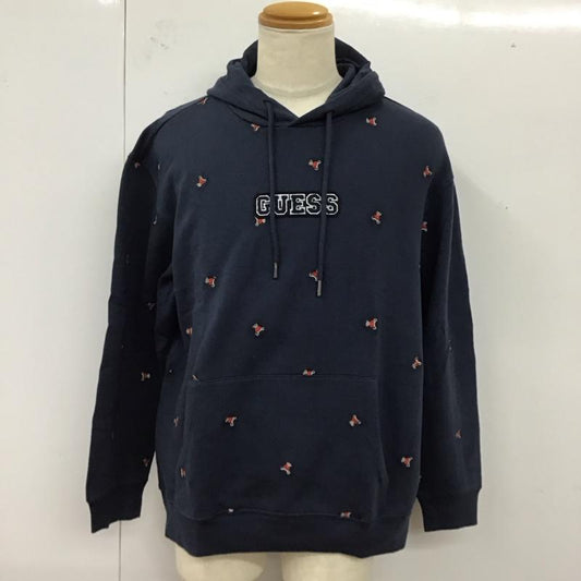 ゲス Guess パーカー 長袖 長袖パーカー フード付きパーカー プリントスウェット トレーナー M ロゴ、文字 紺 / ネイビー /  メンズ USED 古着 中古 10120627