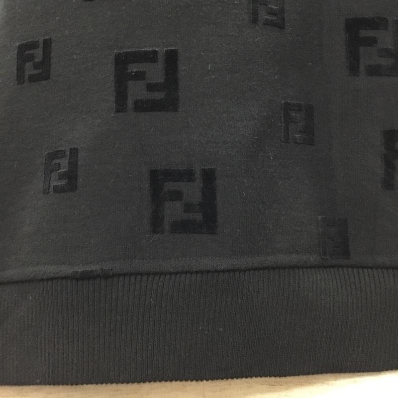 フェンディ FENDI トレーナー 長袖 長袖トレーナー スウェット クルーネック リブスウェットカットソー S 総柄 黒 / ブラック /  メンズ USED 古着 中古 10120545
