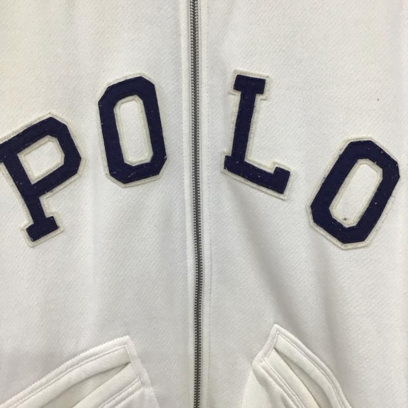 ポロラルフローレン POLO RALPH LAUREN トレーナー 長袖 ジップ ジャケット S ロゴ、文字 白 / ホワイト / X 紺 / ネイビー / メンズ USED 古着 中古 10134513