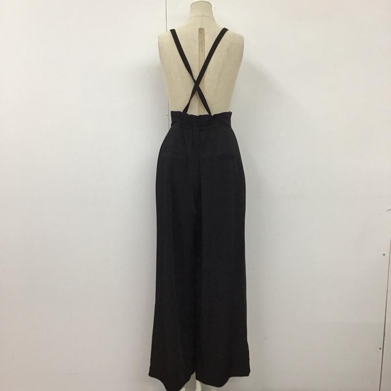 クイーンズコート QUEENS COURT パンツ ワークパンツ、ペインターパンツ 2210-91308 サスペンダー付きワイドパンツ カジュアルパンツ 1 無地 黒 / ブラック / レディース USED 古着 中古 10115181