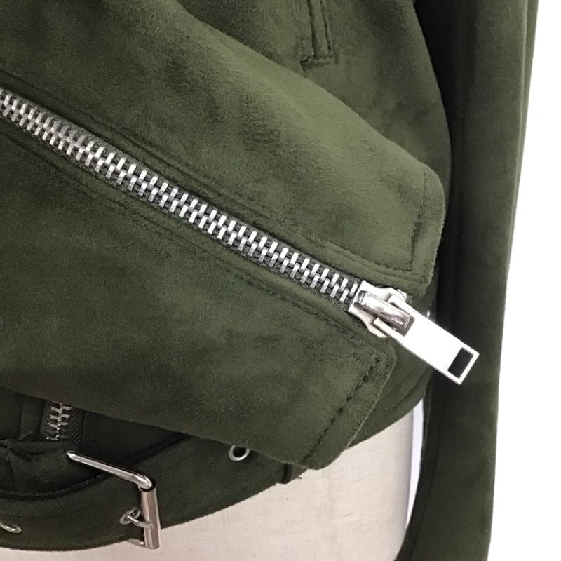 ザラベーシック ZARA BASIC ジャケット、上着 ジャケット、ブレザー ジップアップジャケット ジャンパー ジャケット カジュアルジャケット ライダース L 無地 緑 / グリーン / レディース USED 古着 中古 10119438