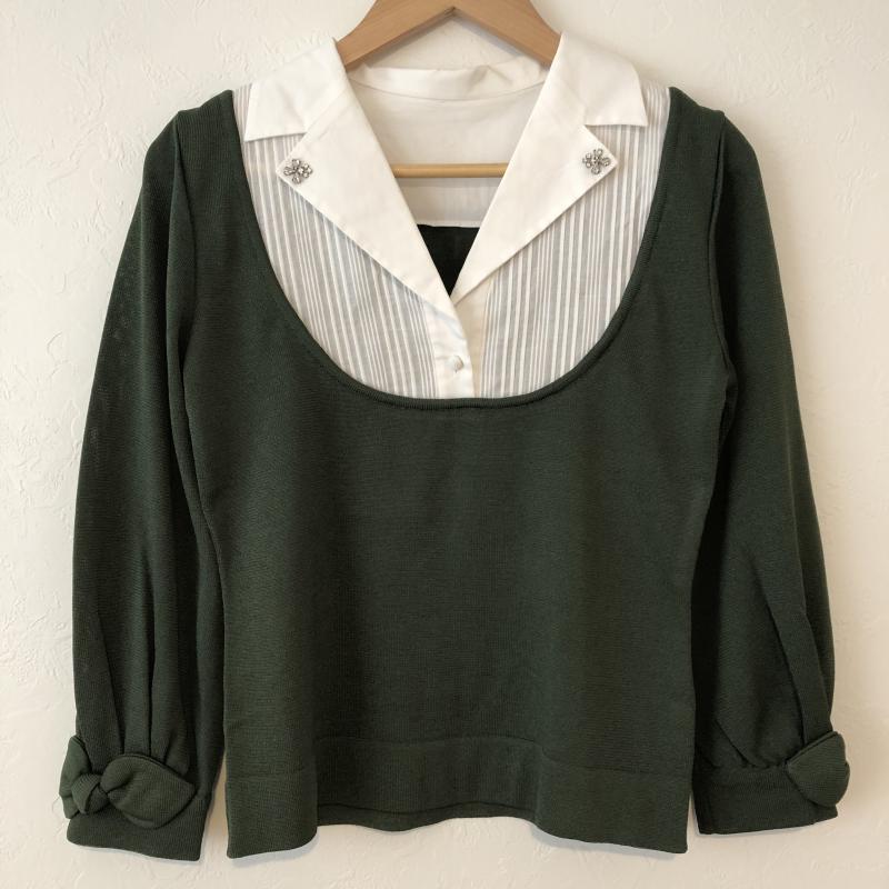 ルネ Rene ニット、セーター 長袖 ブラウスレイヤードデザインニット ビジュー 36 白 / ホワイト / X 緑 / グリーン / レディース USED 古着 中古 10015362