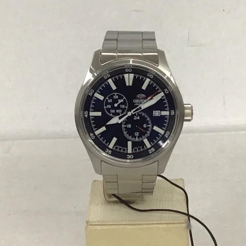オリエント ORIENT 腕時計 アナログ(自動巻き) RN-AK0401L スポーツ ロゴ、文字 銀 / シルバー / X 紺 / ネイビー / メンズ USED 古着 中古 10134045