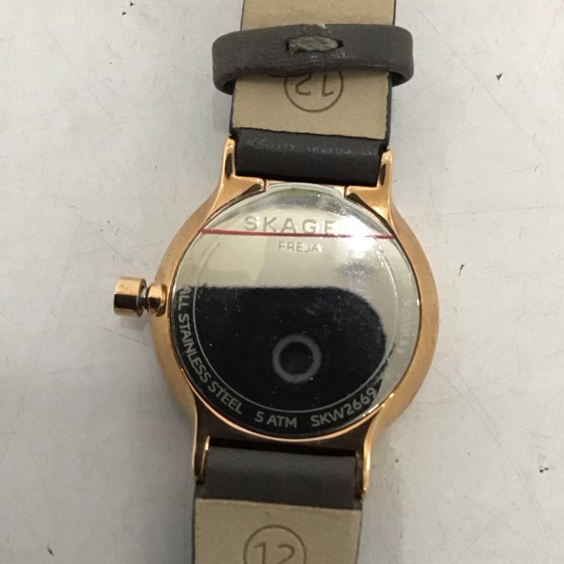 スカーゲン SKAGEN 腕時計 アナログ(クォーツ式) SKW2669 箱有 ロゴ、文字 灰 / グレー / X 金 / ゴールド / レディース USED 古着 中古 10134115