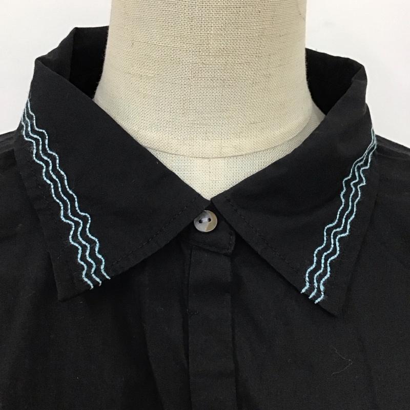 ジーナシス JEANASIS カットソー 半袖 JS063729MC シャーリングシャツ FREE 刺繍 黒 / ブラック /  レディース USED 古着 中古 10109526