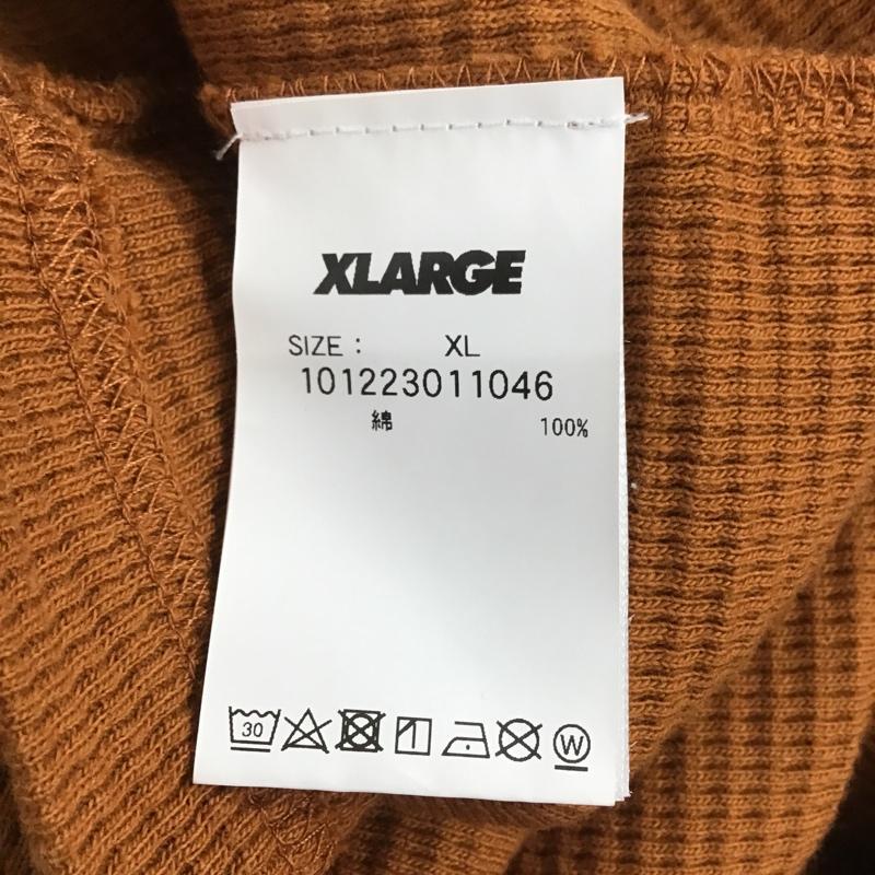 エクストララージ XLARGE カットソー 長袖 プリント長袖カットソー ロングスリーブカットソー クルーネックカットソー ワッフル XL ロゴ、文字 茶 / ブラウン / メンズ USED 古着 中古 10105576
