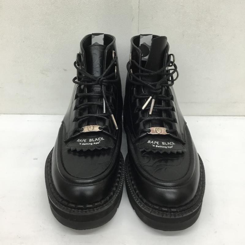 アベイシングエイプ A BATHING APE ブーツ ショートブーツ BAPE BLACK by A BATHING APE × FOOT THE COACHER CHAOS BOOTS US:8 無地 黒 / ブラック / メンズ USED 古着 中古 10120249
