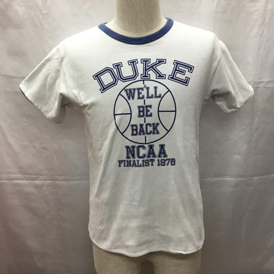 ウエアハウス WAREHOUSE Tシャツ 半袖 半袖カットソー プリントTシャツ クルーネックカットソー リバーシブル 36 プリント 白 / ホワイト / X 水色 / ライトブルー /  メンズ USED 古着 中古 10108985