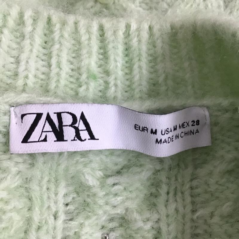 ザラ ZARA ニット、セーター 半袖 9598 184 526 パール パフスリーブ M 薄緑 / ライトグリーン / レディース USED 古着 中古 10124989