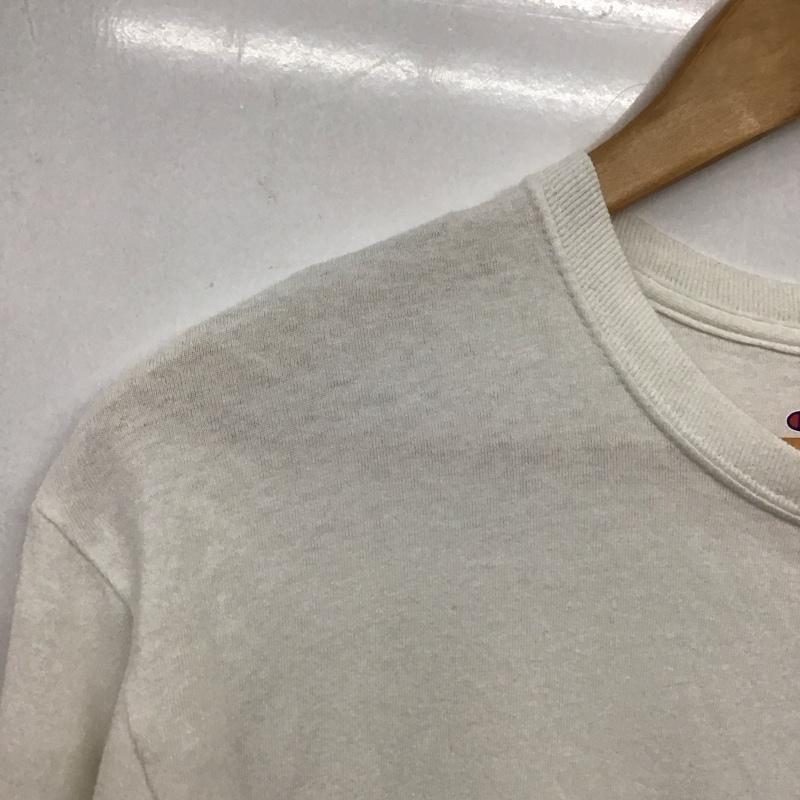 チャンピオン Champion カットソー 長袖 長袖カットソー プリントカットソー クルーネック M ロゴ、文字 白 / ホワイト / メンズ USED 古着 中古 10138202