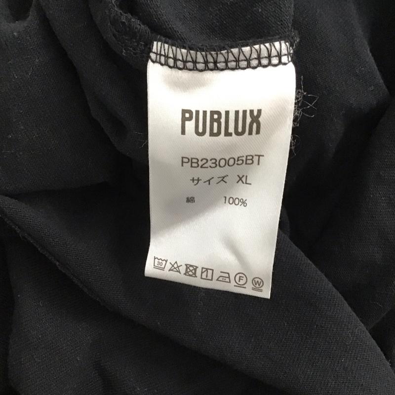 パブリュクス PUBLUX Tシャツ 半袖 半袖カットソー プリントTシャツ クルーネックカットソー XL ロゴ、文字 黒 / ブラック / メンズ USED 古着 中古 10131613