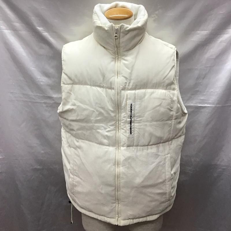 トミー ジーンズ TOMMY JEANS ベスト ベスト ダウン フェザー スタンドカラー M ロゴ、文字 アイボリー / アイボリー / メンズ USED 古着 中古 10122630