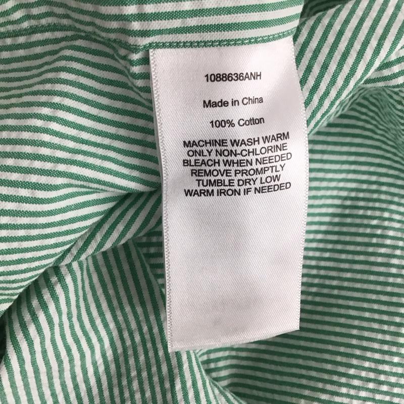 ラルフローレン RALPHLAUREN シャツ、ブラウス 半袖 半袖シャツ チェックシャツ ボタンダウンシャツ L ボーダー柄 白 / ホワイト / X 薄緑 / ライトグリーン / メンズ USED 古着 中古 10148139